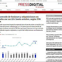 El mercado de fusiones y adquisiciones en Espaa cae un 15% hasta octubre, segn TTR Data